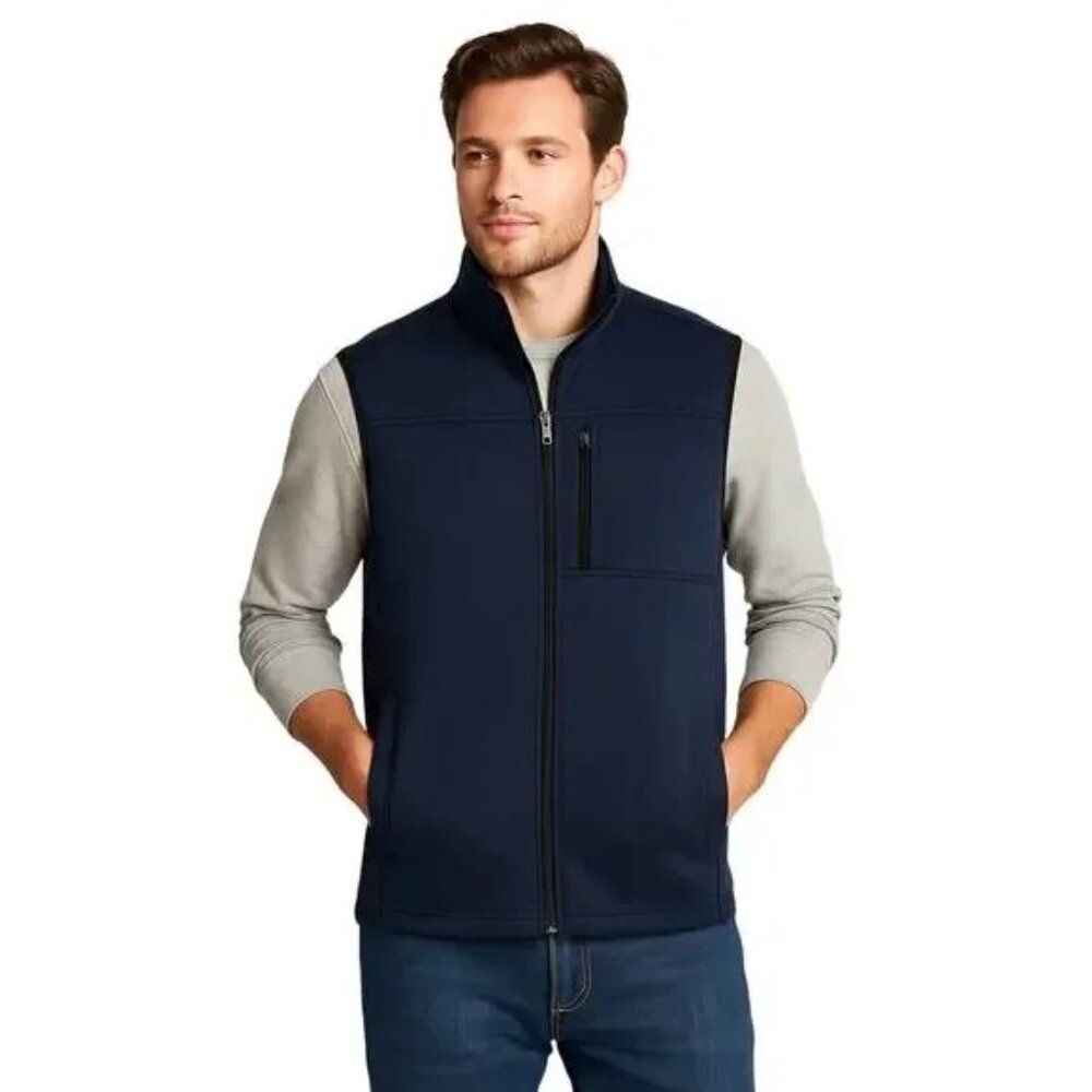NWT Men's IZOD Fleece Vest Navy Blue Size Lg Full Zip Premium Essentials
